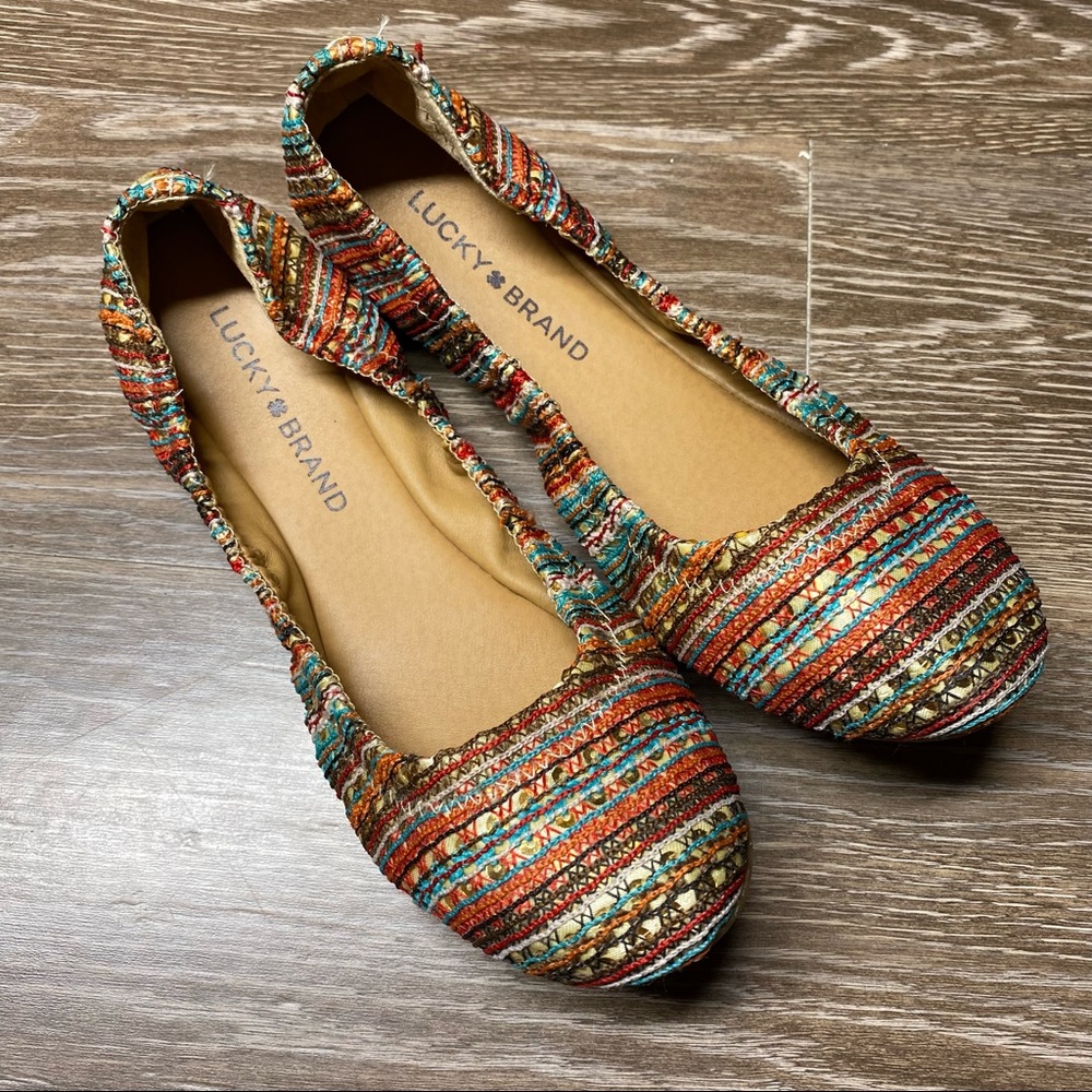 Lucky Brand Emmie Flats Multi-Color Round Toe 7.5M